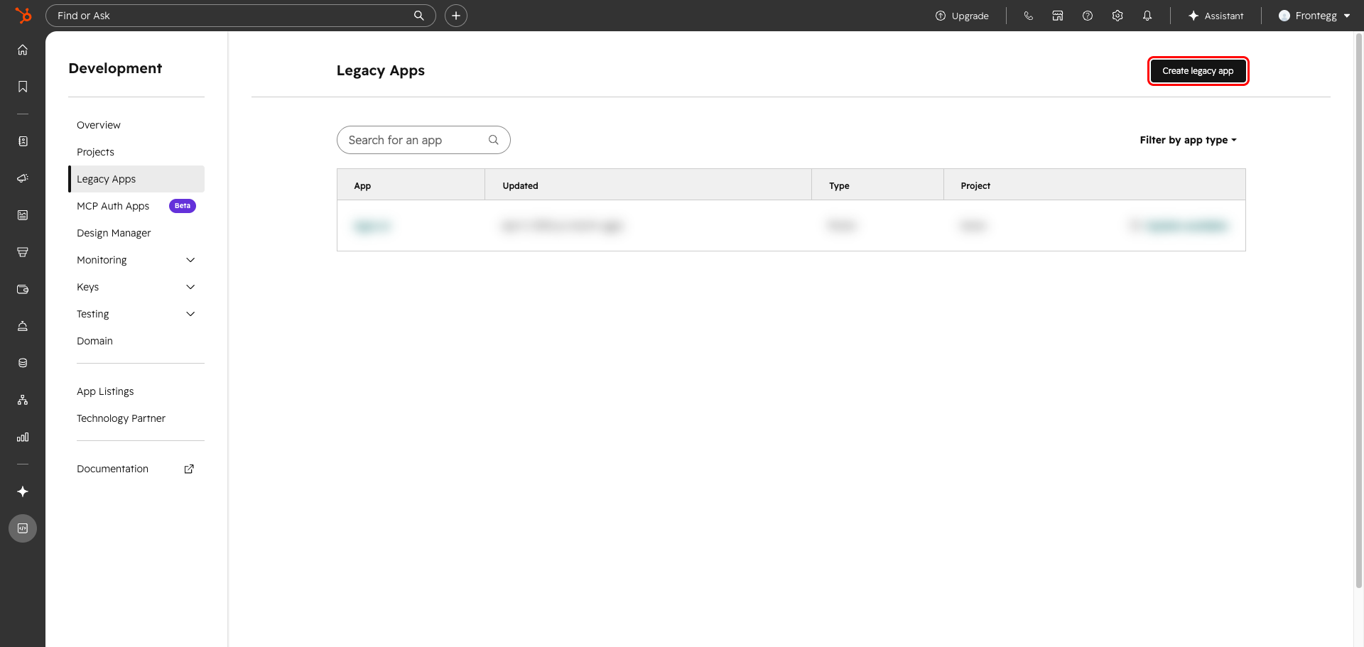 HubSpot Legacy Apps list
