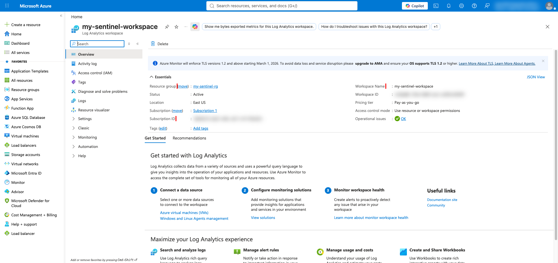 Log Analytics workspace overview essentials