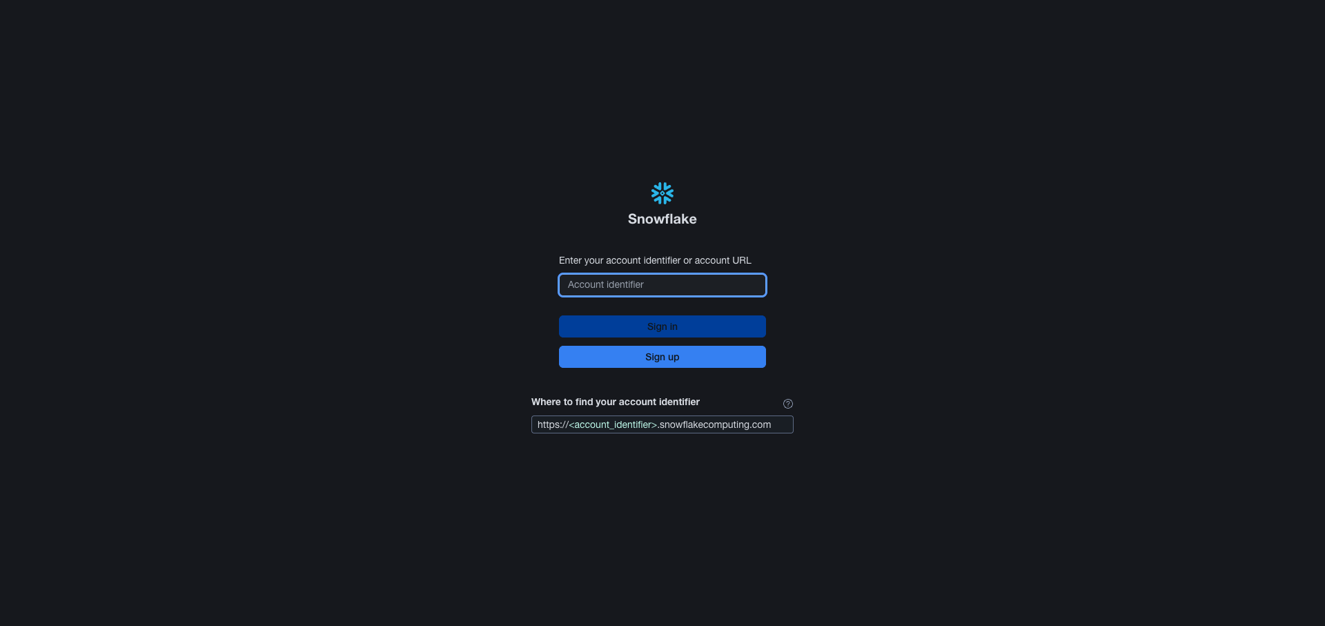 Snowflake Snowsight sign-in page
